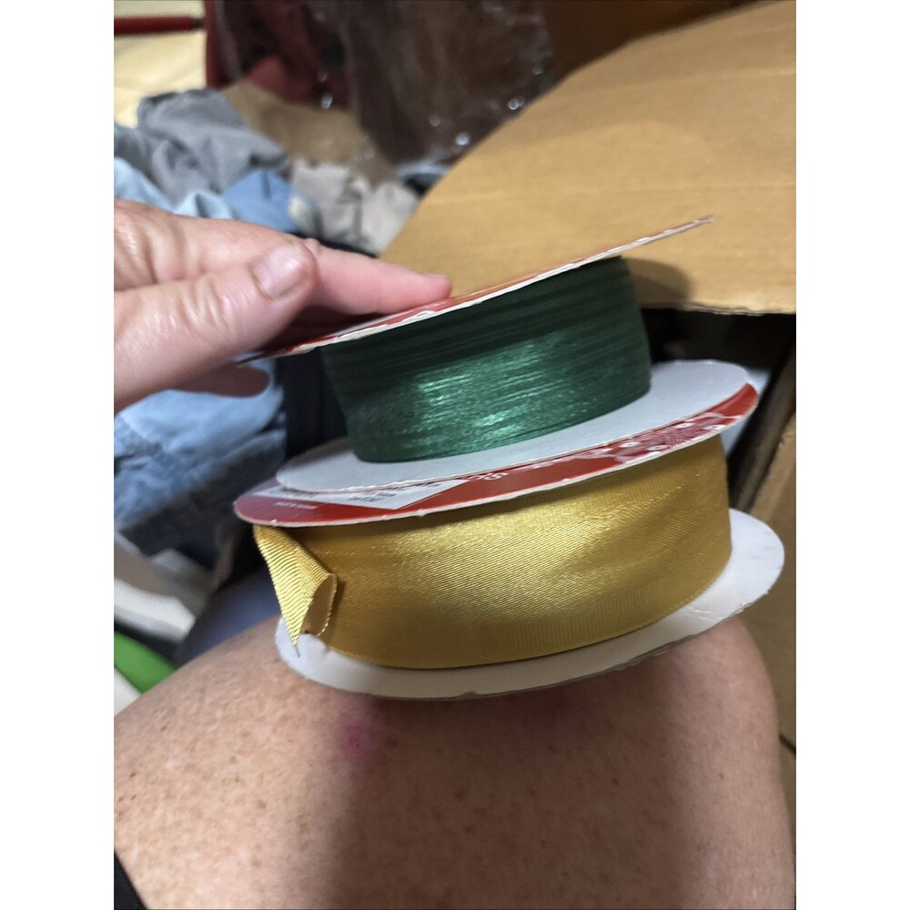 Wired Ribbon Gold  And Green Variety  Pack And Opened Packs